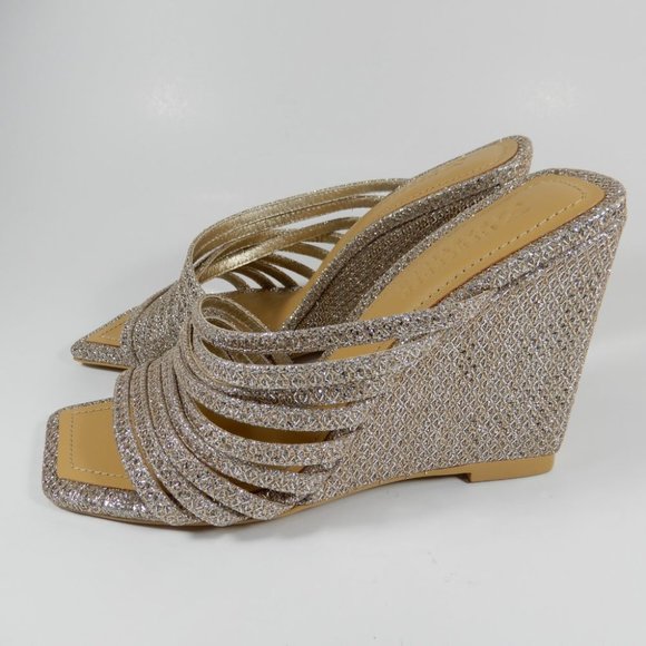MERCEDES CASTILLO Cecilia Slide Wedge SANDALS Size 6 Platinum Leather NEW $450 - Picture 12 of 12